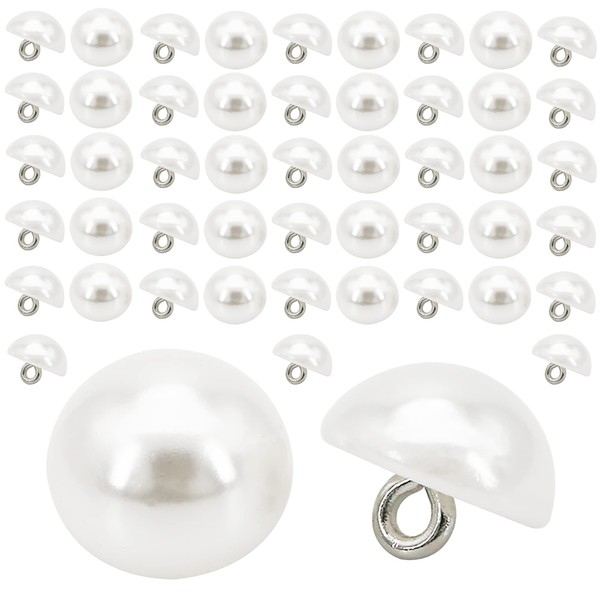50 Pieces White Pearl Buttons Semi-Circular Pearl Buttons Cap Half