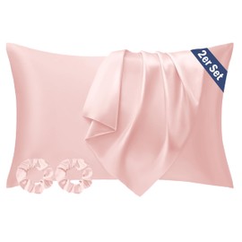 Seiwohl Satin Cushion Cover, 40 x 80, Set of 2, Silk Cushion Cover, Coral Pink, Silk Pillowcase, Satin Pillow Slip, Cushion Cover for Hair and Skin, Hair-Friendly Cushion Cover with 2 Silk Hair Bands
