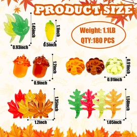 Hiawbon 180 Pcs Acrylic Fall Decorations, Mini Pumpkins Acorns Maple Leaves Corn Acrylic Fall Decorations, Mini Pumpkins Harvest Festival Decor, Fall Vase Filler for Thanksgiving Autumn Decor