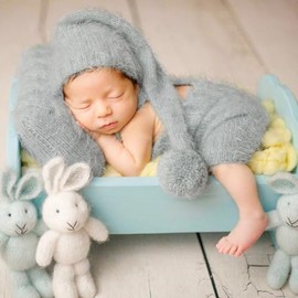 Newborn Baby Boy Photography Props Romper Hat for Baby photoshoot Infants Girl Boy Picture Photo Costume (Gray)