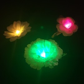 Light-Up 3 PACK (Daisy, Rose, Carnation) Hair Flower Clips that Glow, Rainbow, Multicolor, Party Favors - CR1220-Powered EDC: IEC-Approved Design