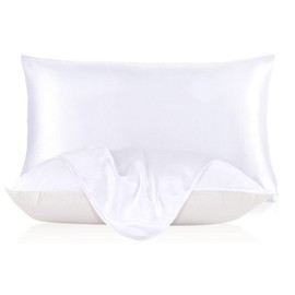 LILYSILK 100% Pure Mulberry Silk Pillowcase for Hair and Skin 19 Momme, Cotton Underside, Soft Pillow case Cover with Hidden Zipper 1Pc, White, Standard/Queen 20 feet 'x30 feet '-Gift Box