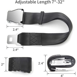 Airplane Seat Belt Extender, 7-32" Airline Seatbelt Extender Adjustable - Universal Seat Belt Extender for Airplanes - Free Carrying Case