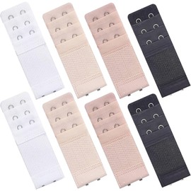 8 extensores de brasier para mujer, 2 ganchos, extensión elástica, hebilla, banda elástica, 3 filas, 2 ganchos, correa de brasier ajustable, Blanco, beige, color de piel, negro