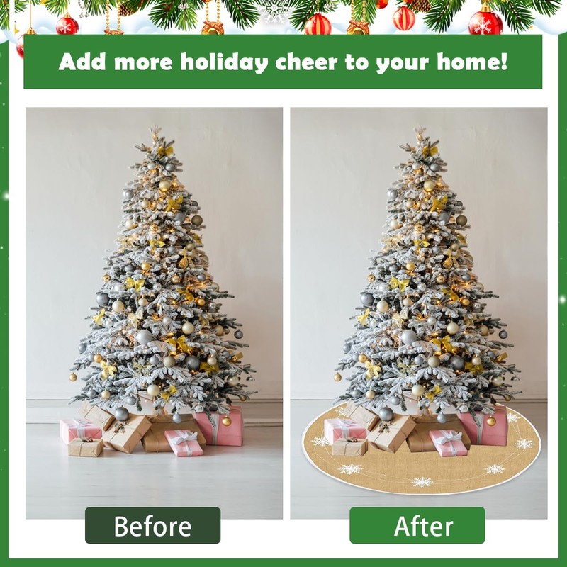 HEKOBAG Christmas Tree Skirt Round 100cm Christmas Tree Mat Brown