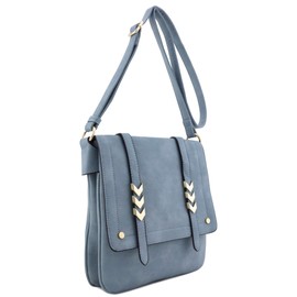 ALYSSA Double Compartment Large Flapover Crossbody Bag (Blue Grey)