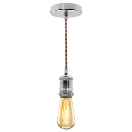 Industrial Vintage Ceiling Pendant Lamp Holder Chrome E27 Fitting M0011CH