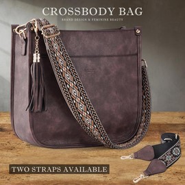 4053 Women's Elegant Crossbody Bag For Women Leather Hobo Handbag Wallet Set With 2count Adjustable Guitar Leopard Strap hkclufbag crossbody purses 2025:_Deepbrown