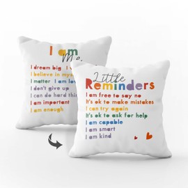 Inspirational Quote Mental Health Pillows Covers, Little Reminders Reversible Pillow, Positive Affirmations Throw Pillow Case for School Therapy Office Calming Corner Reading Corner Home Decor -05