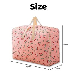 Large Storage Bags 84L Waterproof Heavy Duty Oxford Organizer Bags, Duvet Storage Bag, King Size Moving Bags Totes Waterproof Organizer Bags for Clothes, Quilt, Blankets, Bedding(Pink Cherry)