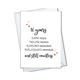 16th Anniversary Card for Wife Husband, 16 Years Together and Counting Romantic Cards for Boyfriend Girlfriend, 16 Year Anniversary Cards for Men Women Family Friends (16)