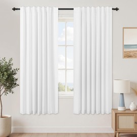 KOUFALL White Blackout Curtains Linen Back Tab Black Out Cortinas Blancas para Sala Dormitorio for Bedroom Living Room 72 Inches Long