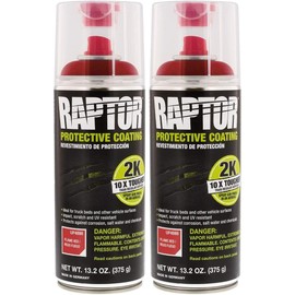 U-POL Raptor Protective Coating Bed Liner 2K Aerosol | Flame Red 2-Part Protective Urethane Coating Spray Paint for Spot Repairs and Small Jobs | 2-Pack
