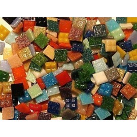 Mosaic Heaven 200 Pack Mixed 10mm Frost Resistant Vitreous Glass Square Mosaic Tiles, 1cm x 1cm, Peel and Stick, 200 Pieces