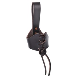 Battle-Merchant - Leather Drinking Horn Belt Holder - For ONE Met/Drinking Horn from 0.4 Litre Capacity - Accessories for Medieval and Viking LARP - Brown