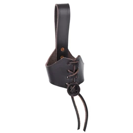Battle-Merchant - Leather Drinking Horn Belt Holder - For ONE Met/Drinking Horn from 0.4 Litre Capacity - Accessories for Medieval and Viking LARP - Brown