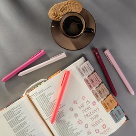 DIVERSEBEE Bible Highlighters with Soft Chisel Tip, 5 Pack Single Color Pens No Bleed, Quick Dry, Cute Aesthetic Markers for Bible Study Journaling Supplies (Pink)