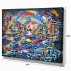 Surreal City at Night Cityscape Large Canvas Artwork