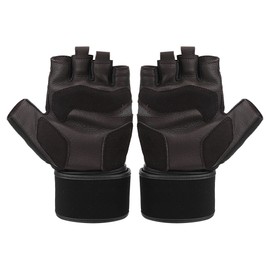 BOODUN Half Finger Gloves Deerskin Gloves with Wrist Wrap for Sports Fitness Training(XL )