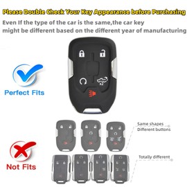 RFSRZ TPU Key Fob Case for 2017-2022 2023 2024 GMC Acadia Terrain Yukon Suburban Tahoe with Key Chain Key Holder (Silver)