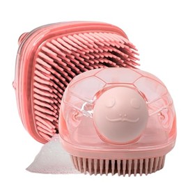 Cepillo Exfoliante de Silicona Rosa con Jabonera Rellenable Suave para Piel Sensible Ideal para Limpieza Facial y Corporal Exfoliación Delicada y Cuidado Personal Diario