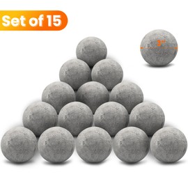 Zhenx Ceramic Fire Balls, 3 Inch, Set of 15 Round Fire Stones, for Indoor and Outdoor Fire Pits, Fire Bowls and Fireplaces, Grey