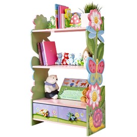 Fantasy Fields Magic Garden Multi-Tiered Wooden Children's Bookshelf and Storage Drawers, Multicolor