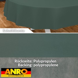 ANRO Oilcloth Tablecloth, Washable, Oilcloth, Garden Tablecloth, Outdoor, Indoor, Oval, 200 x 140 cm, Cut Edge, Fir Green