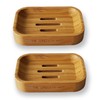 Bamboo Soap Dish (2 Pack) - Soap Holder for Shower