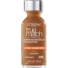 L’Oréal Paris Makeup True Match Super-Blendable Liquid Foundation, Mahogany N9, 1 Fl Oz,1 Count