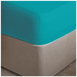 GC GAVENO CAVAILIA King Size Fitted Sheet Extra Deep Pockets (16" | 40cm) - Fade Resistant Washable Linen - Teal