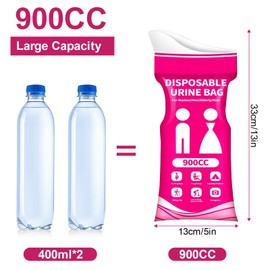 SIDAPU-Y 10PCS Disposable Urine Bag,Vehicle-Mounted Urine Bags,Portable Pee Bags for Women Men,Emergency Vomit Bags Urinal Toilet for Car Camping, Road Trip,Traffic Jam, Pregnant, Kid, Patient (Pink)