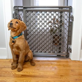MyPet 2-in-1 Easy Swing Petgate: 27"-41" Wide Dog Gate. Safety Latch, Hardware Mount. Pet Gates for Doorways & Stairways. Made in USA. 27" Tall, Fieldstone