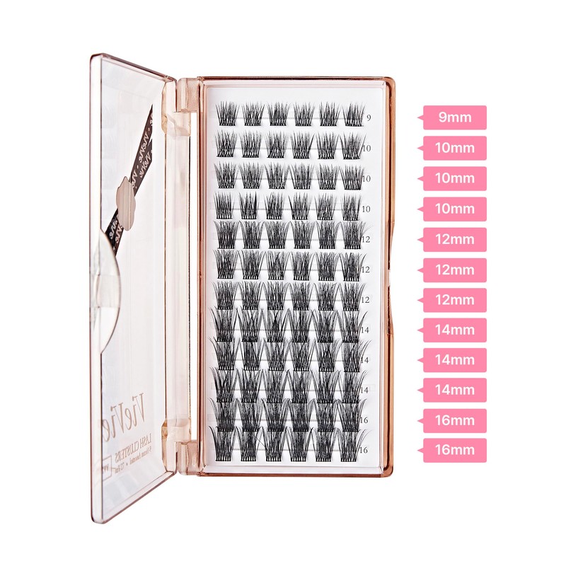 VieVie Lash Clusters 72pcs DIY Eyelash Extension Lashes, 9-16mm Mix