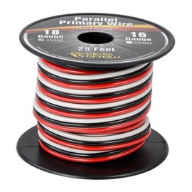 GG Grand General 55302 Parallel Primary 3-Wire 25ft Roll with Spool for trucks, automobile and more –Black, Red & White