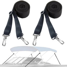 RUSON 2 Pack Adjustable Bimini Boat Top Straps w/Double End Snap Hook, Heavy Duty Boat Canopy Straps 28"-60" Marine Webbing Nylon Bimini Boat Top Strap Boat Awning Hardware