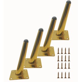 Mimhooy 4Pcs 6 Inch Furniture Legs - Luxury Gold, Oblique Tapered TV Cabinet, Dresser, Coffee Table, Couch Sofa Feet - Mid-Century Modern Style Metal Feet