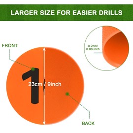 ZIECE Numbered Poly Spot Markers 9inch Non-Slip Rubber Floor Dots for Gym, Flat Cones with Numbers Agility Markers Poly Spots for Classroom Dance Sports Soccer Basketball Speed Agility Training