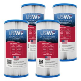 20 Micron 10 Inch x 4.5 Inch | 4-Pack Pleated Polyester Whole House Sediment Cartridge | Compatible with Watts FM-BB-10-20, Pentek S1-BB, Hydronix SPC-45-1020 | Made in the USA, US Water Filters
