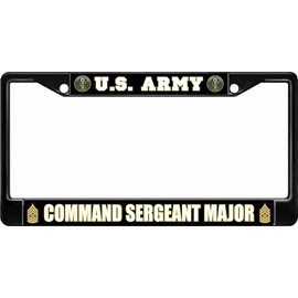 U.S. Army Command Sergeant Major Black License Plate Frame