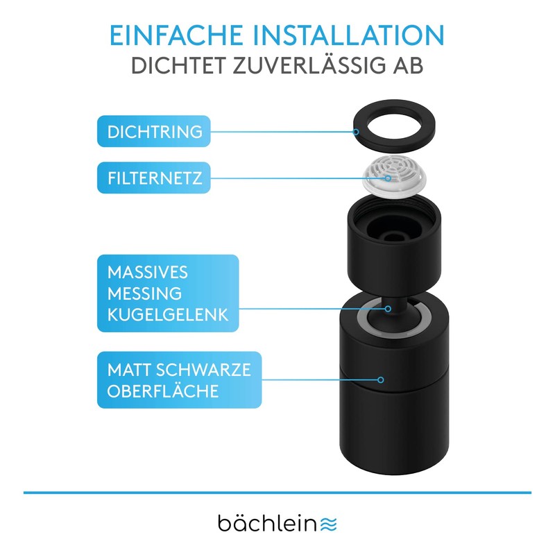 Bächlein Universal Tap Attachment in Matt Black with Two Jet