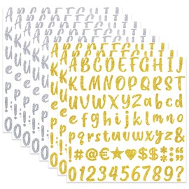 648 Pieces 8 Sheets Letter Stickers Glitter Small Self Adhesive Alphabet Number Vinyl Stick on Letter Stickers for Scrapbooking Mailbox Numbers Crafts Classroom Decor (Gold and Silver,1 Inch)