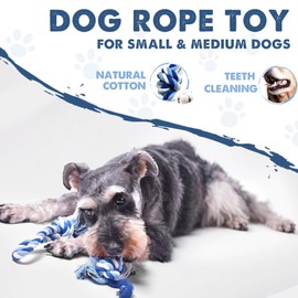 Fida 4 Pack Dog Toys for Small/Medium Dogs, Puppy Toys for Tug Of War | Chewing | Fetch Game, Natural Cotton Dog Rope Toy for Dental Health and Interactive Play