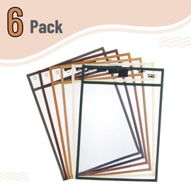 Mr. Pen- Dry Erase Pocket Sleeves, 6 Pack, 10"x14", Desert Dusk Color Theme, Dry Erase Pockets Reusable Sleeves, Job Ticket Holders with Marker Holder & Metal Eyelet