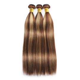 Highlight P4/27 Straight Bundles Honey Blonde Human Hair Bundles Straight Human Hair 3 Bundles Brazilian Remy Human Hair Bundles for Women 22 24 26 Inches