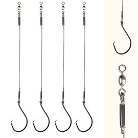 Fishing Catfish Circle Hooks Rig, 50pcs Fishing Leader Hooks for Catfish, Bass, Saltwater, Offset Hooks (25, 4/0)