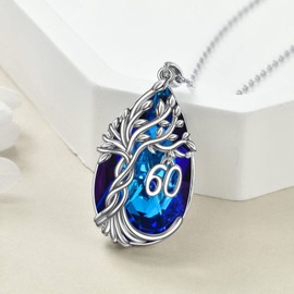 VONALA Sterling Silver Teardrop Tree of Life Necklace 60th Birthday Jewelry for Women
