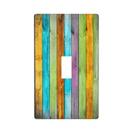 Colorful Rustic Wood Single Toggle Light Switch Cover Wall Plate 1 Gang Decorative for Home Living Room Kitchen Bathroom Bedroom