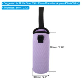 PATIKIL 66mmx185mm Water Bottle Sling Bag, 2 Pack Neoprene Portable Insulated Bottle Holder Carrier Textured with Adjustable Shoulder Strap, Light Purple