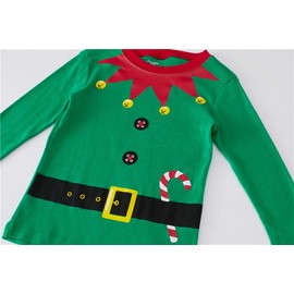 Popshion Kids Christmas Pyjamas Elf Costumes Boys Long Sleeve Xmas Pjs Set Christmas Jammies Girls Sleepwear Funny Holiday Outfits 6-7 Years